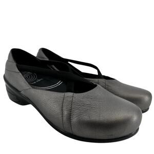 Dansko Avery Mary Jane Clogs Leather Round Toe Low Top Slip On Heel Gray 8.5